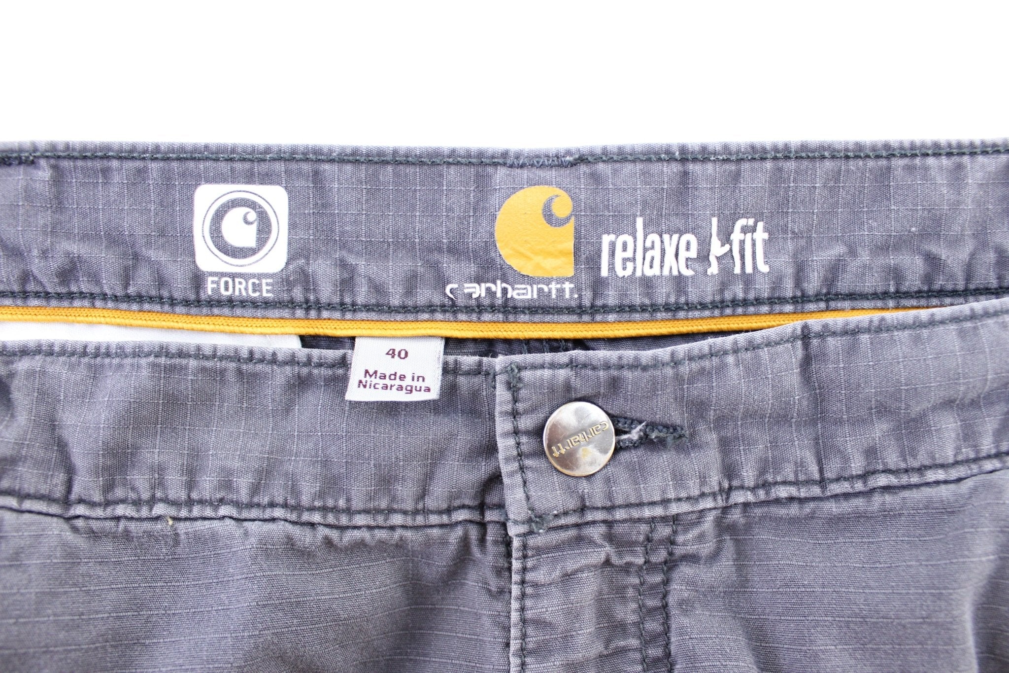 Carhartt Logo Patch Grey Cargo Shorts - ThriftedThreads.com