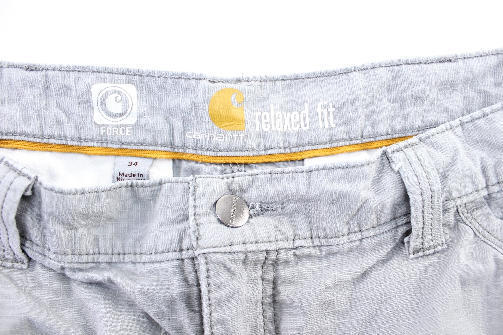 Carhartt Logo Patch Grey Cargo Shorts - ThriftedThreads.com