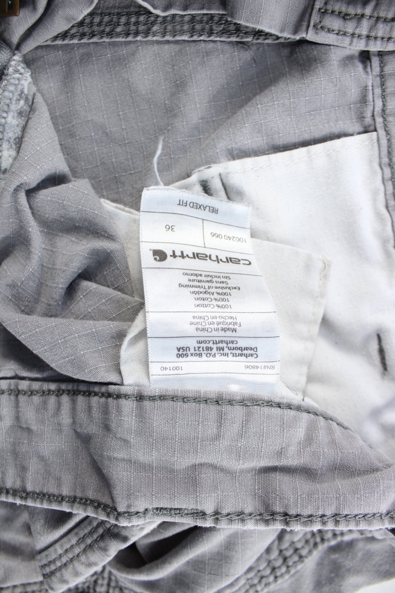 Carhartt Logo Patch Grey Cargo Shorts - ThriftedThreads.com