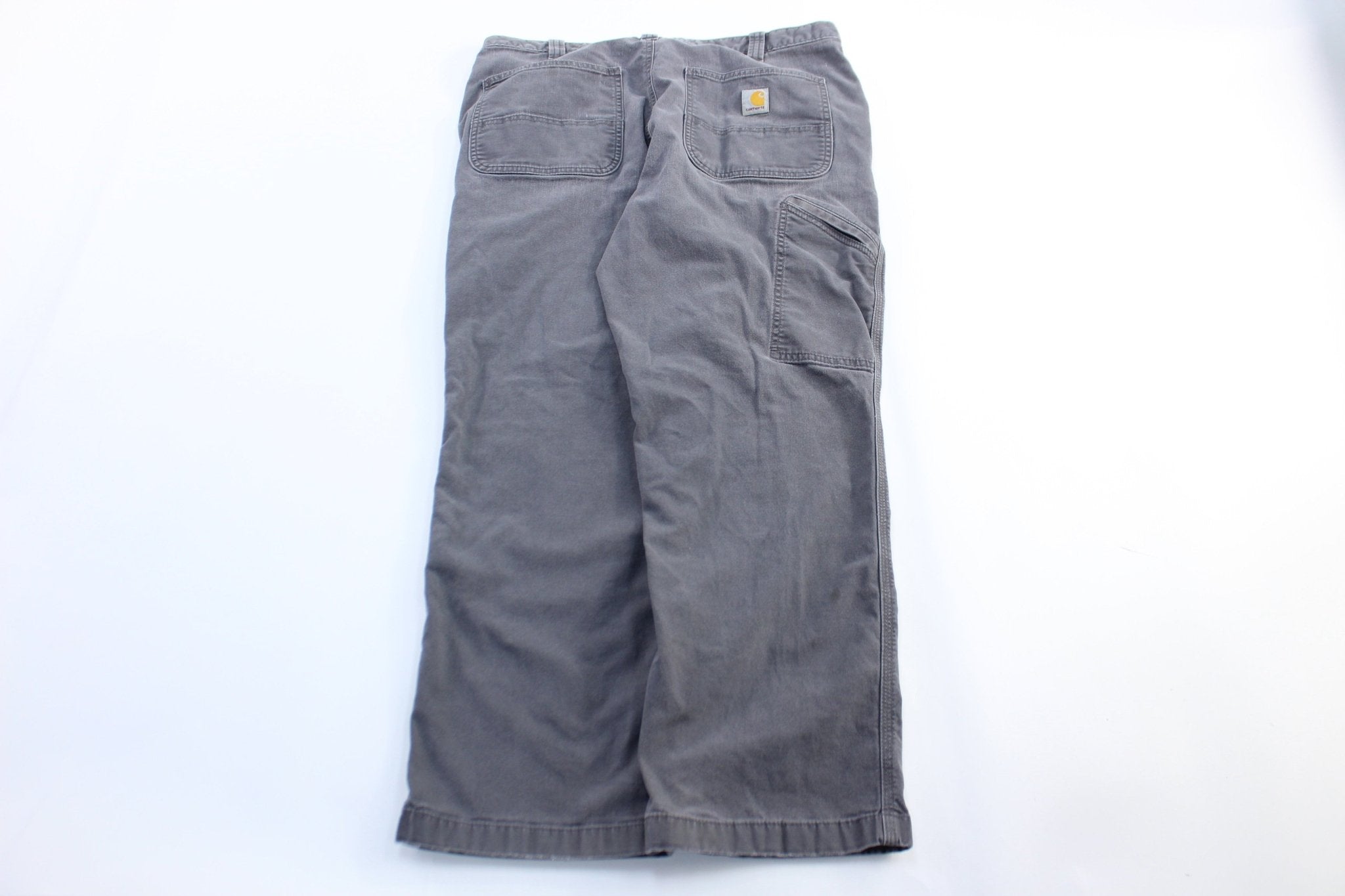 Carhartt Logo Patch Grey Carpenter Pants - ThriftedThreads.com