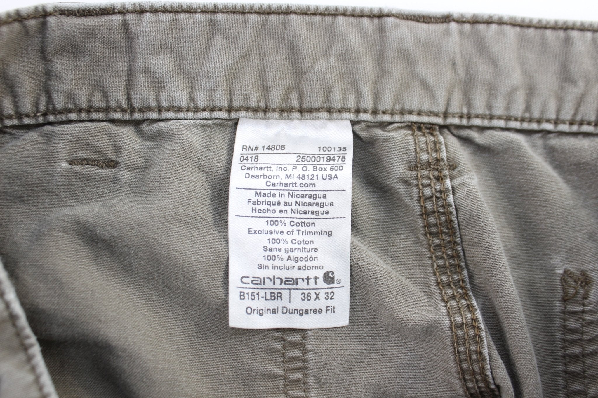Carhartt Logo Patch Grey Carpenter Pants - ThriftedThreads.com