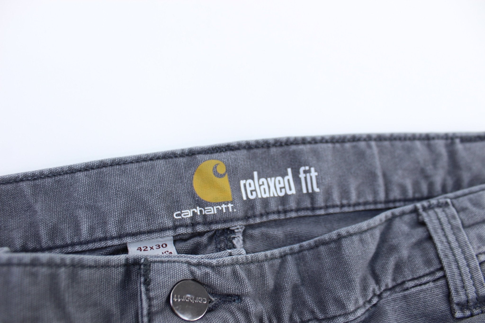 Carhartt Logo Patch Grey Carpenter Pants - ThriftedThreads.com