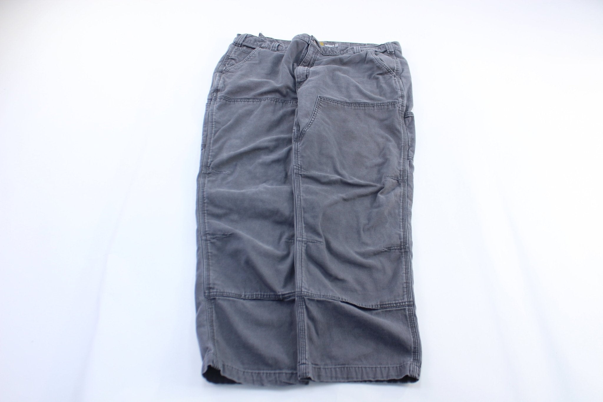 Carhartt Logo Patch Grey Carpenter Pants - ThriftedThreads.com