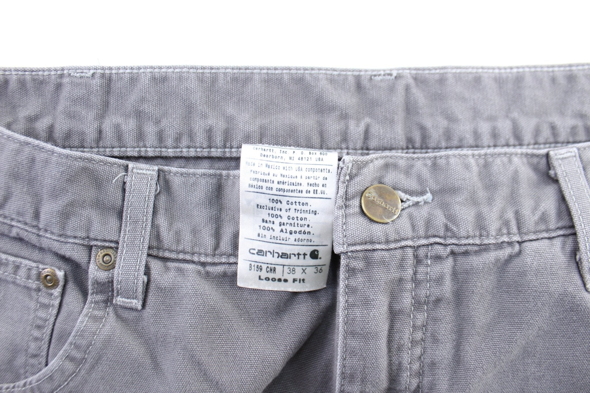 Carhartt Logo Patch Grey Carpenter Pants - ThriftedThreads.com