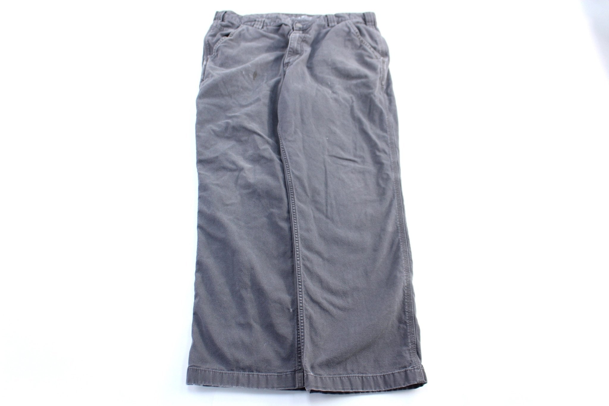 Carhartt Logo Patch Grey Carpenter Pants - ThriftedThreads.com