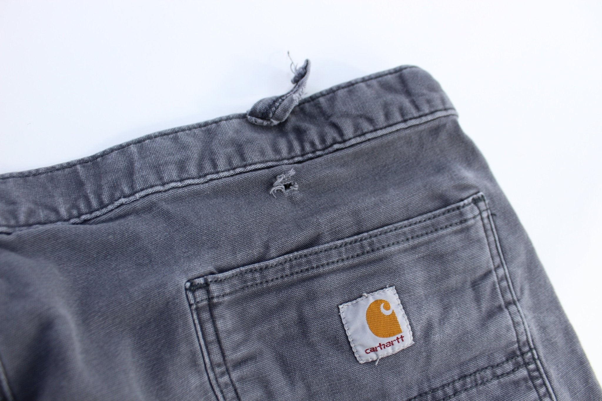 Carhartt Logo Patch Grey Carpenter Pants - ThriftedThreads.com