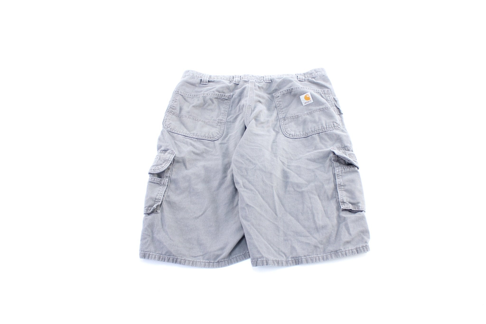 Carhartt Logo Patch Grey Carpenter Shorts - ThriftedThreads.com