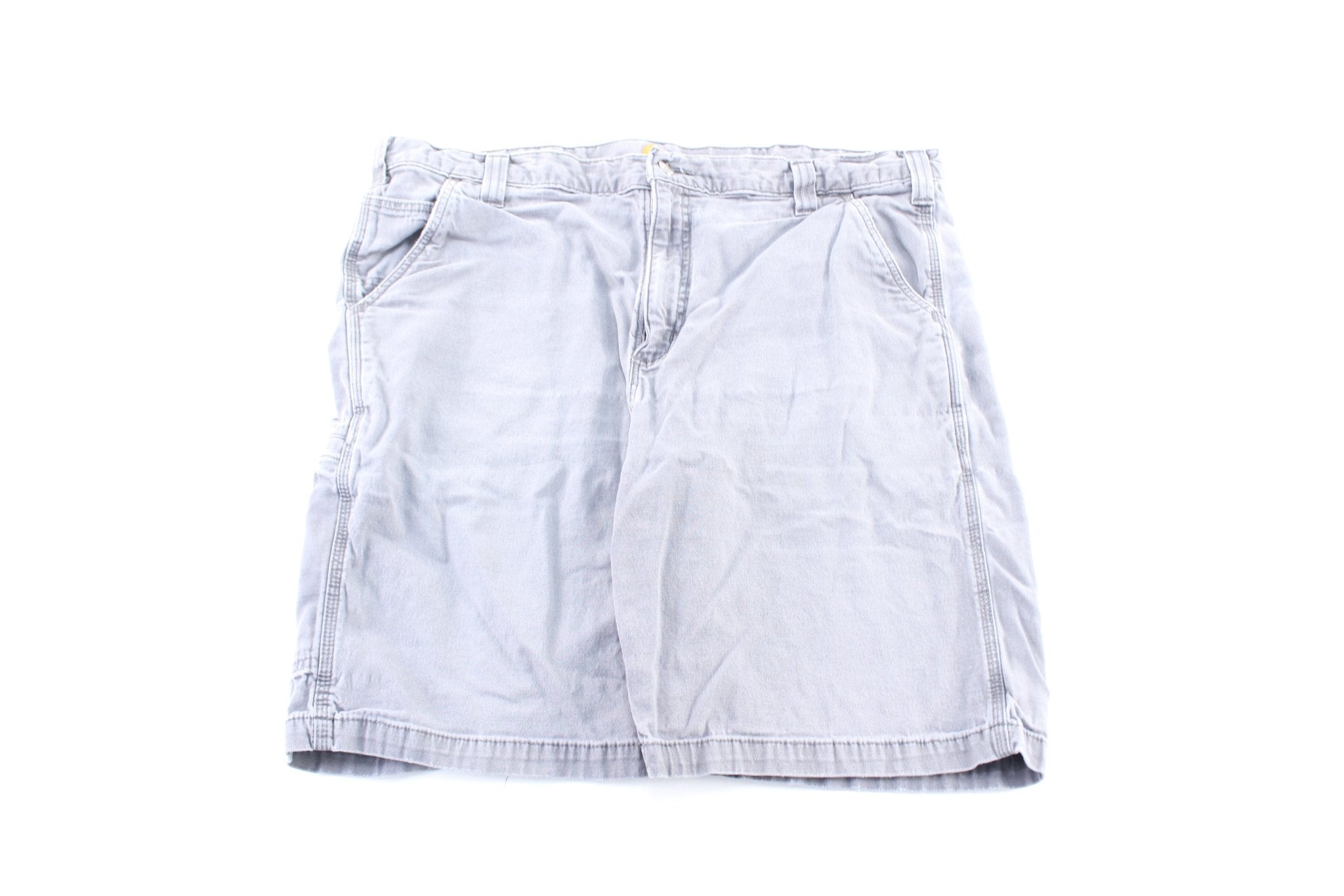 Carhartt Logo Patch Grey Carpenter Shorts - ThriftedThreads.com