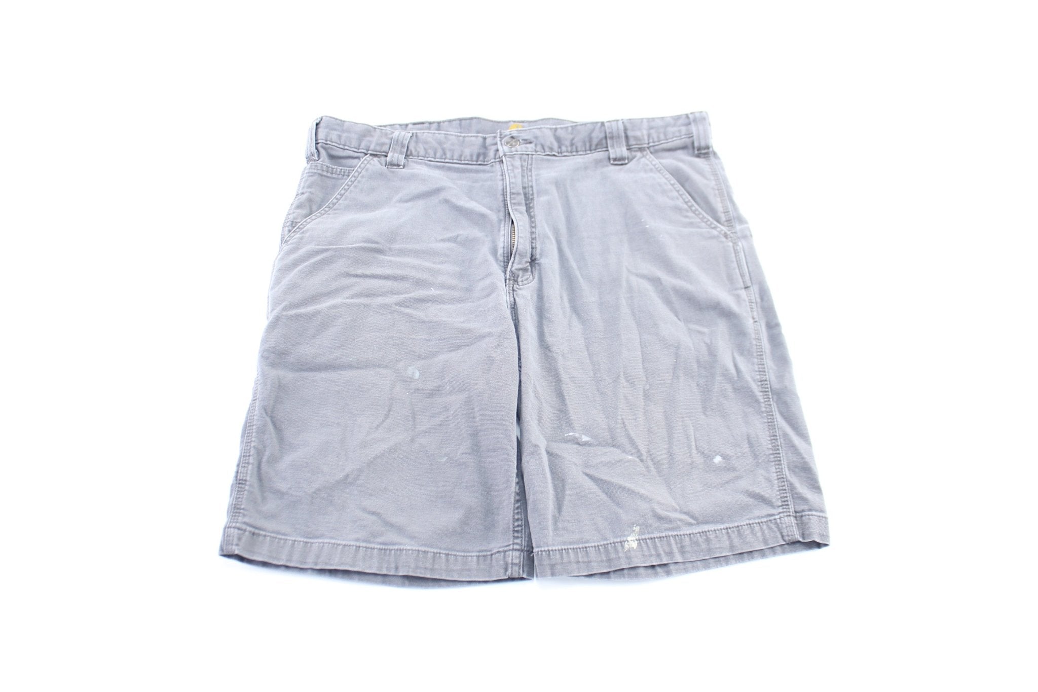 Carhartt Logo Patch Grey Carpenter Shorts - ThriftedThreads.com