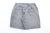Carhartt Logo Patch Grey Carpenter Shorts - ThriftedThreads.com