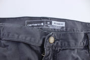 Carhartt Logo Patch Grey Carpenter Shorts - ThriftedThreads.com