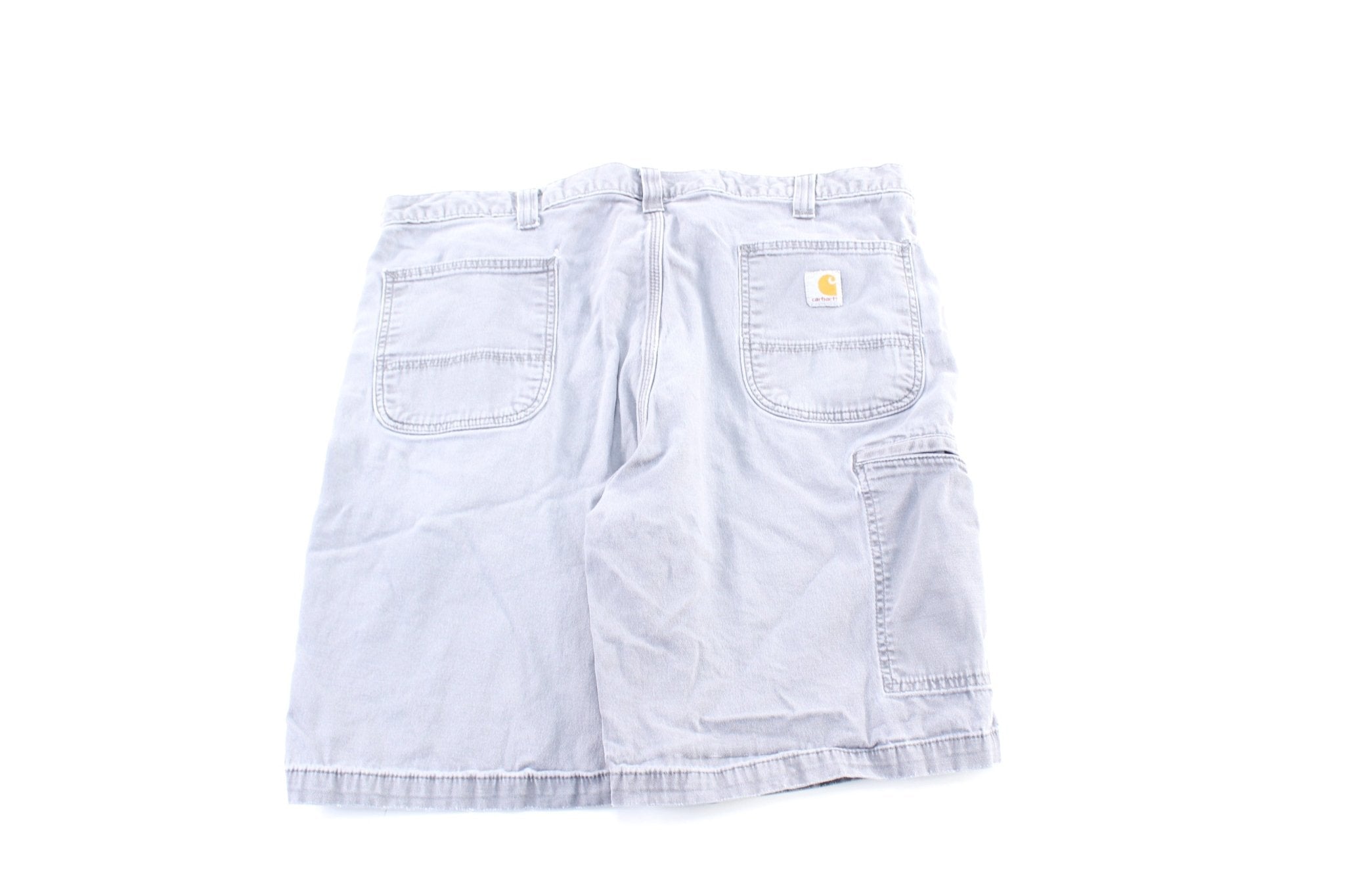 Carhartt Logo Patch Grey Carpenter Shorts - ThriftedThreads.com
