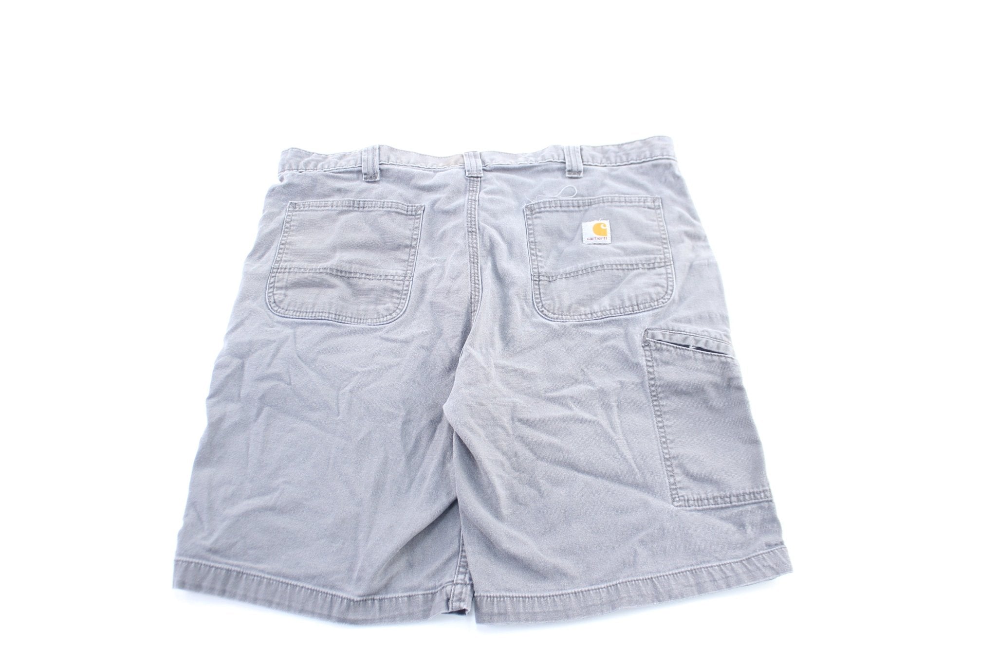 Carhartt Logo Patch Grey Carpenter Shorts - ThriftedThreads.com