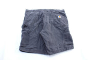 Carhartt Logo Patch Grey Carpenter Shorts - ThriftedThreads.com