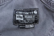 Carhartt Logo Patch Grey Double Knee Overalls - ThriftedThreads.com