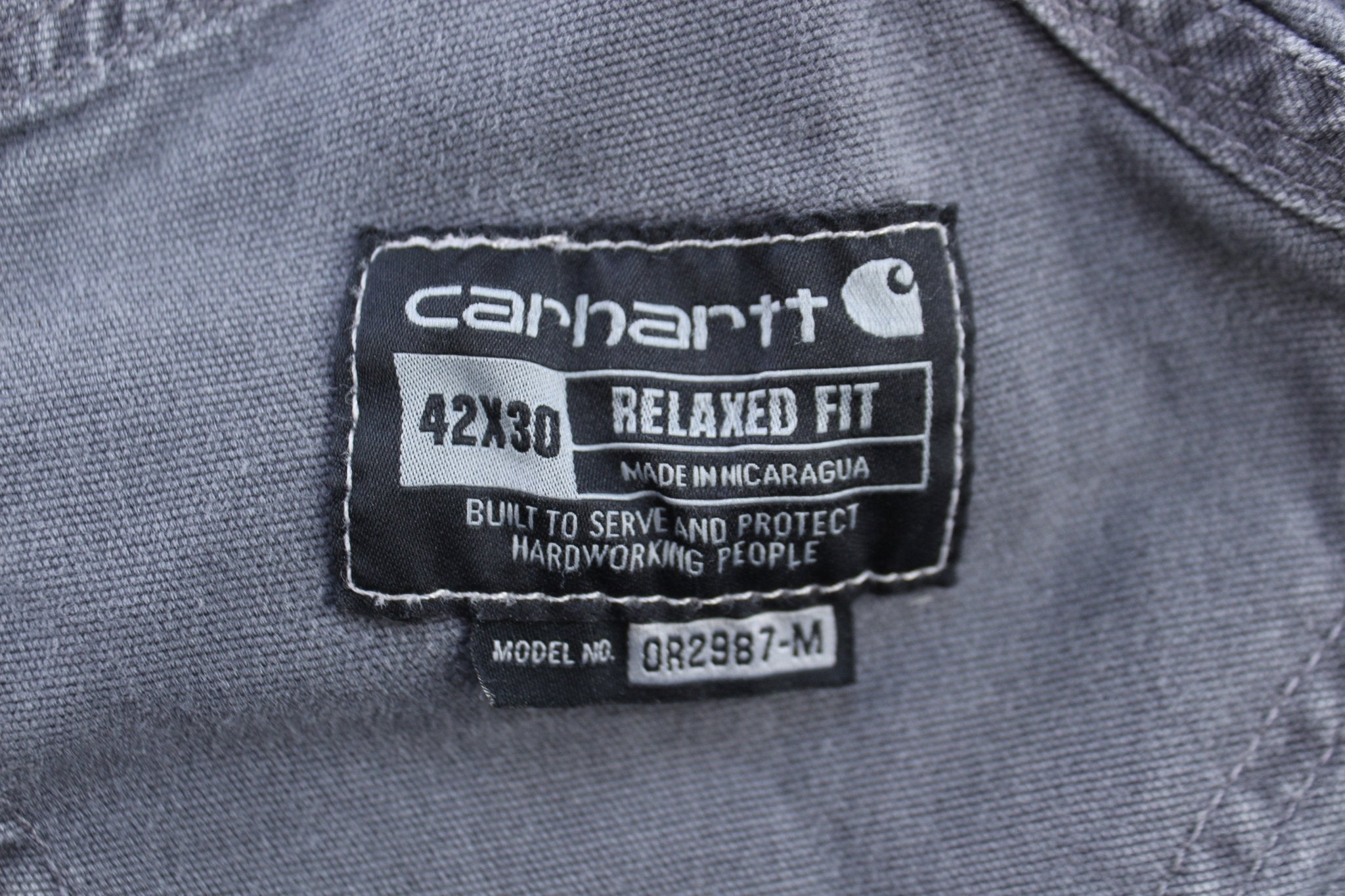 Carhartt Logo Patch Grey Double Knee Overalls - Overalls - Thrifted Threads