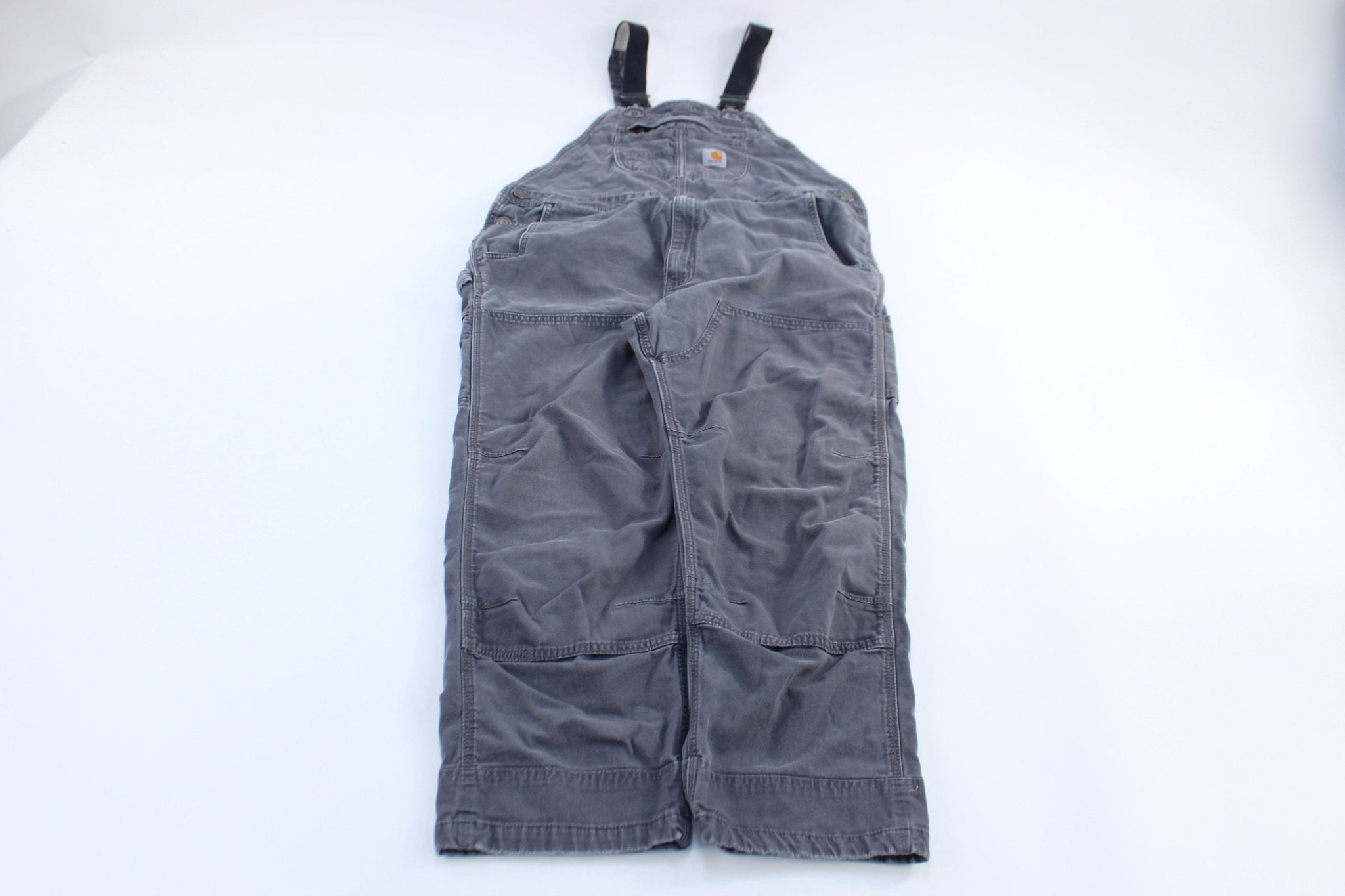 Carhartt Logo Patch Grey Double Knee Overalls - Overalls - Thrifted Threads