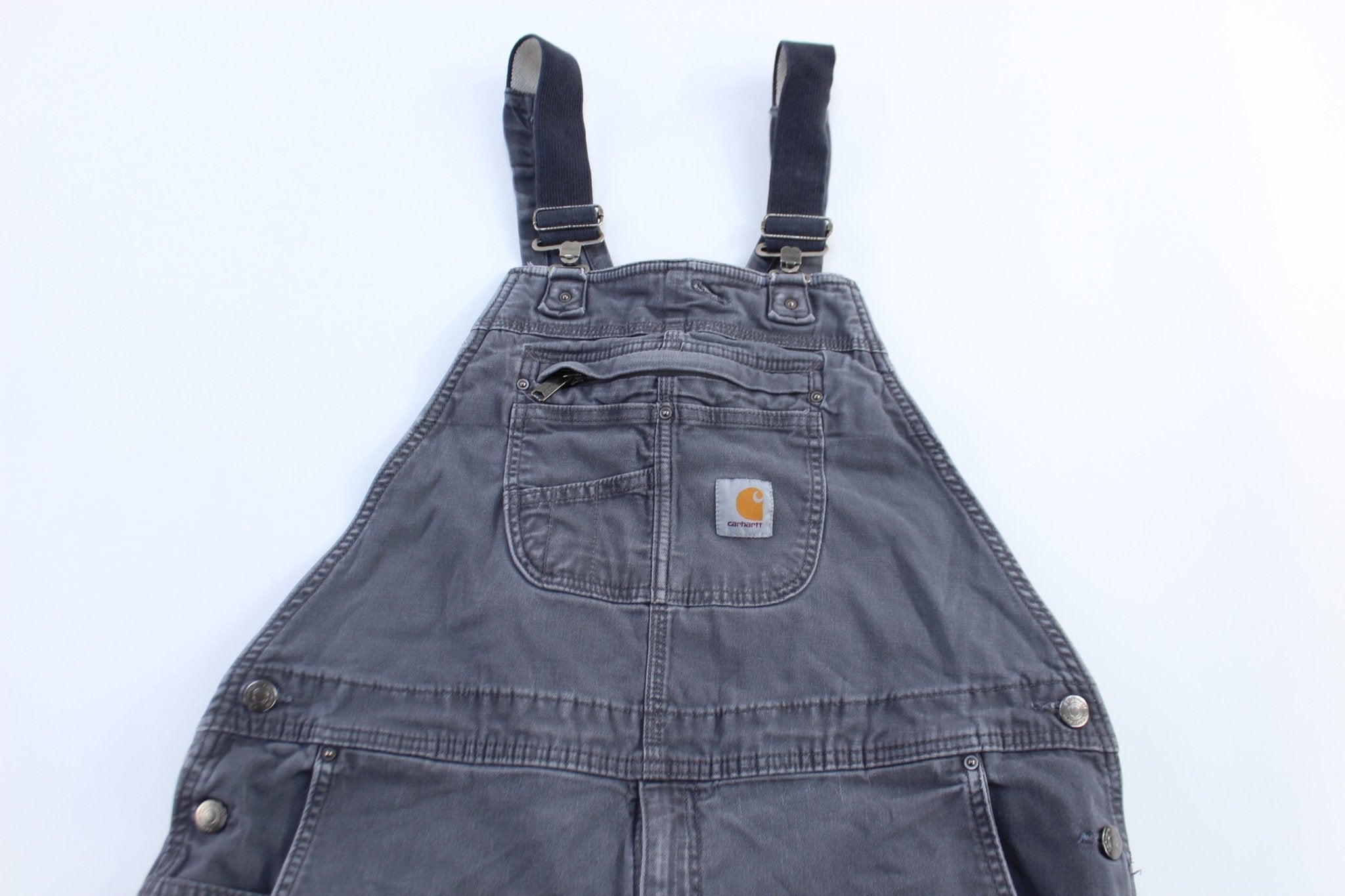 Carhartt Logo Patch Grey Double Knee Overalls - Overalls - Thrifted Threads