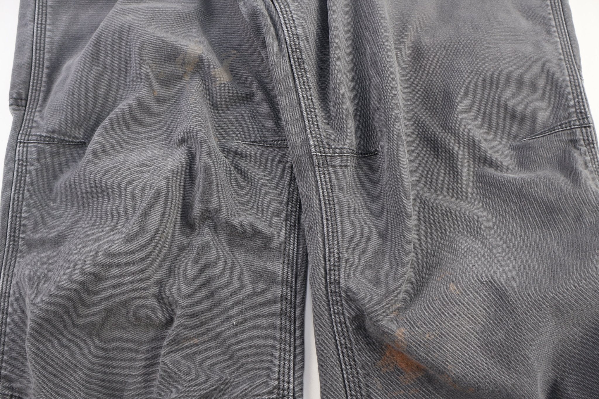 Carhartt Logo Patch Grey Double Knee Pants - Pants - Thrifted Threads