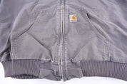 Carhartt Logo Patch Grey Full Zip Jacket - jacket - Thrifted Threads