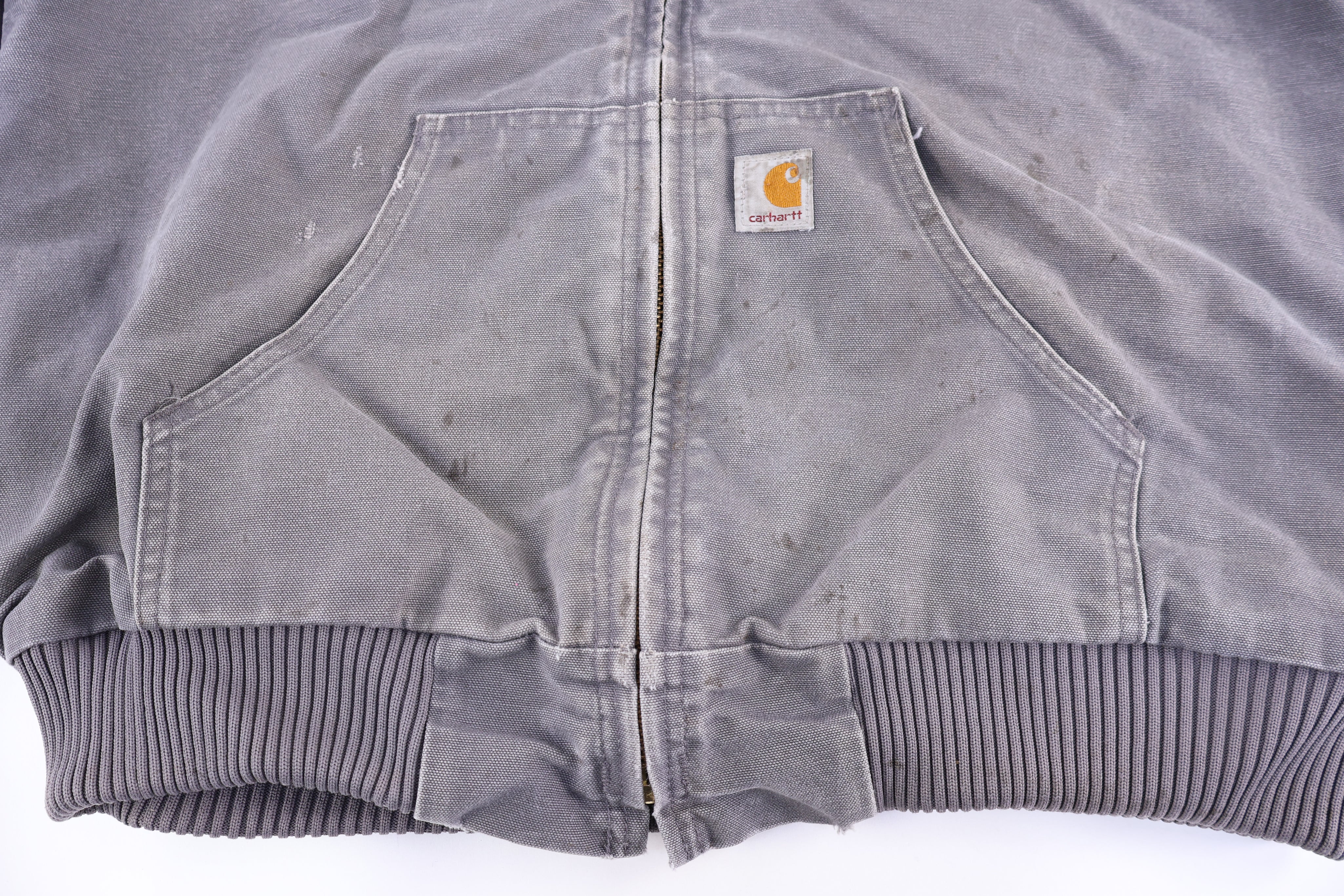 Carhartt Logo Patch Grey Full Zip Jacket - jacket - Thrifted Threads