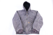 Carhartt Logo Patch Grey Full Zip Jacket - jacket - Thrifted Threads