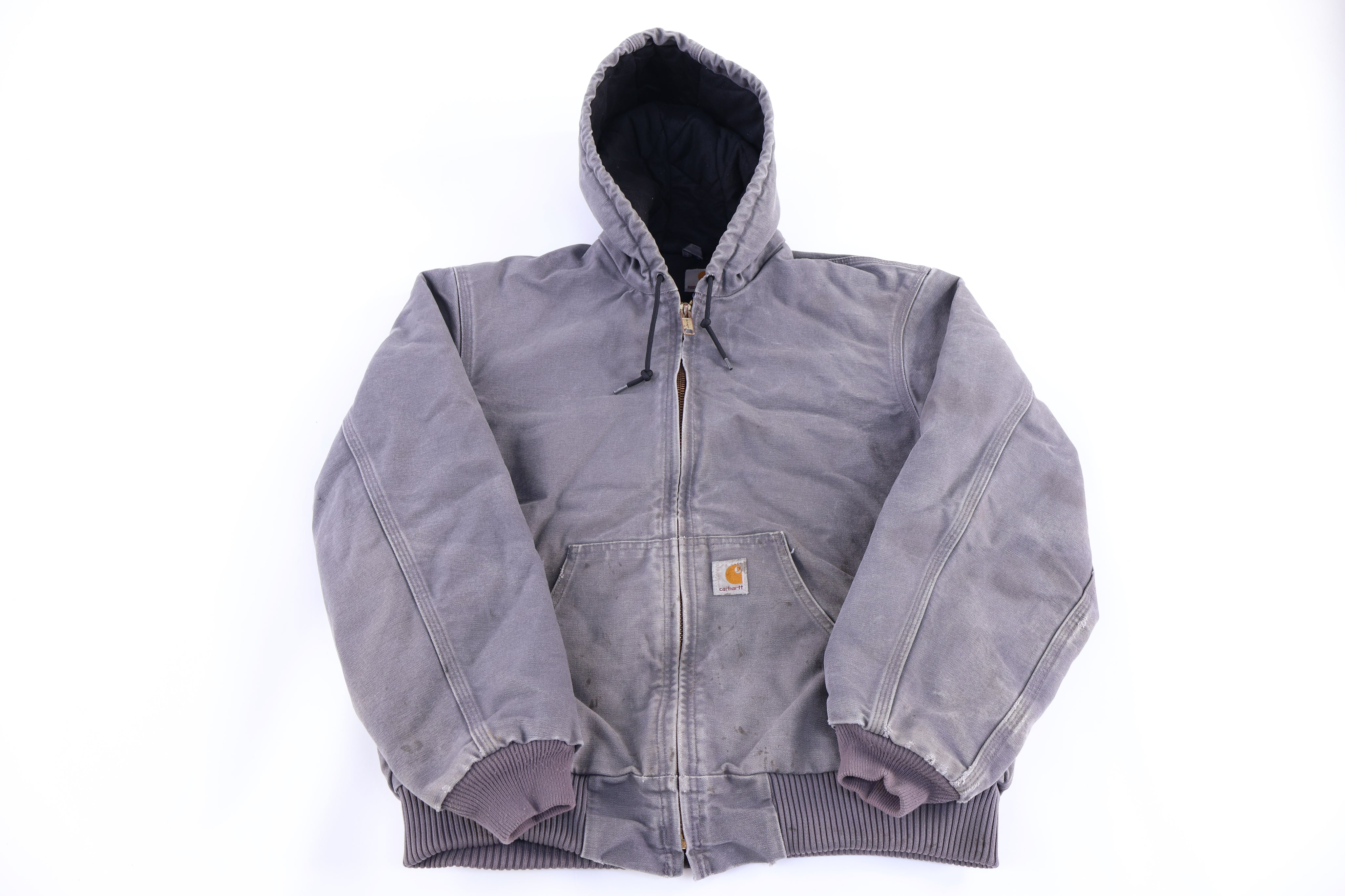 Carhartt Logo Patch Grey Full Zip Jacket - jacket - Thrifted Threads