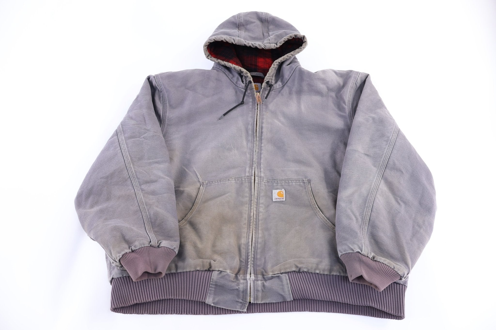 Carhartt Logo Patch Grey Full Zip Jacket - Jacket - Thrifted Threads