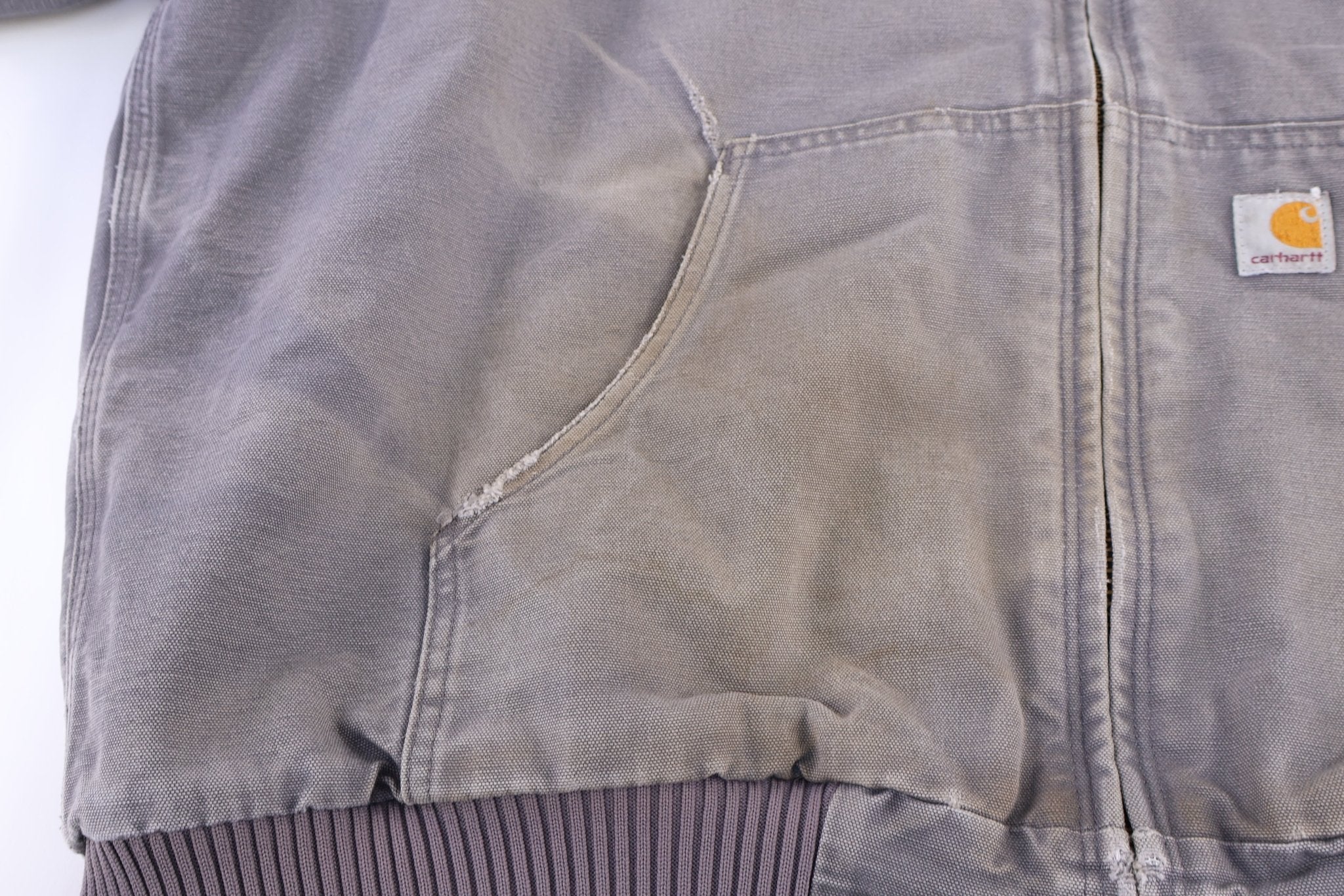 Carhartt Logo Patch Grey Full Zip Jacket - Jacket - Thrifted Threads