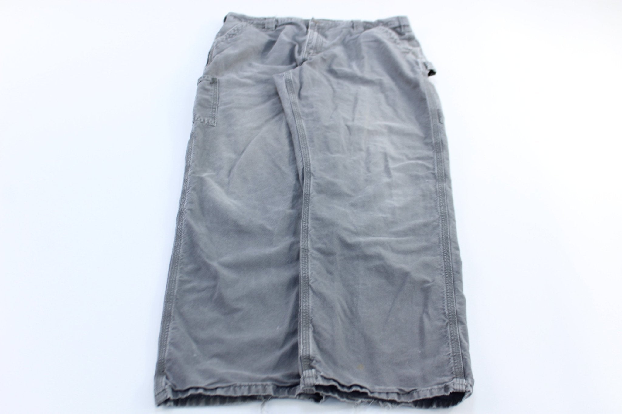 Carhartt Logo Patch Grey Original Dunagree Fit Pants - ThriftedThreads.com