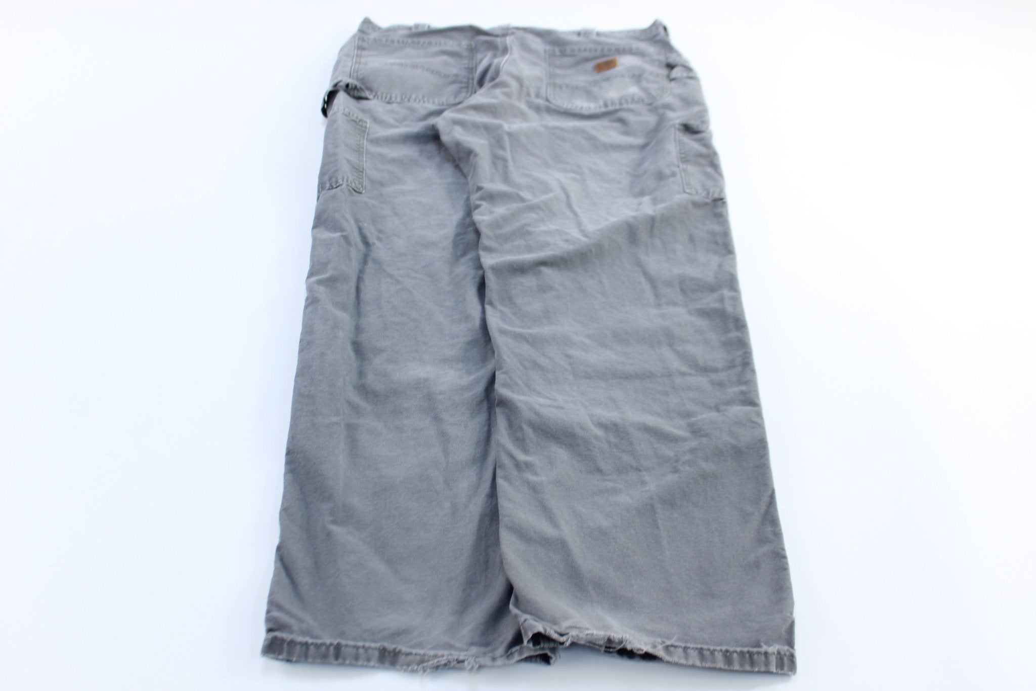 Carhartt Logo Patch Grey Original Dunagree Fit Pants - ThriftedThreads.com