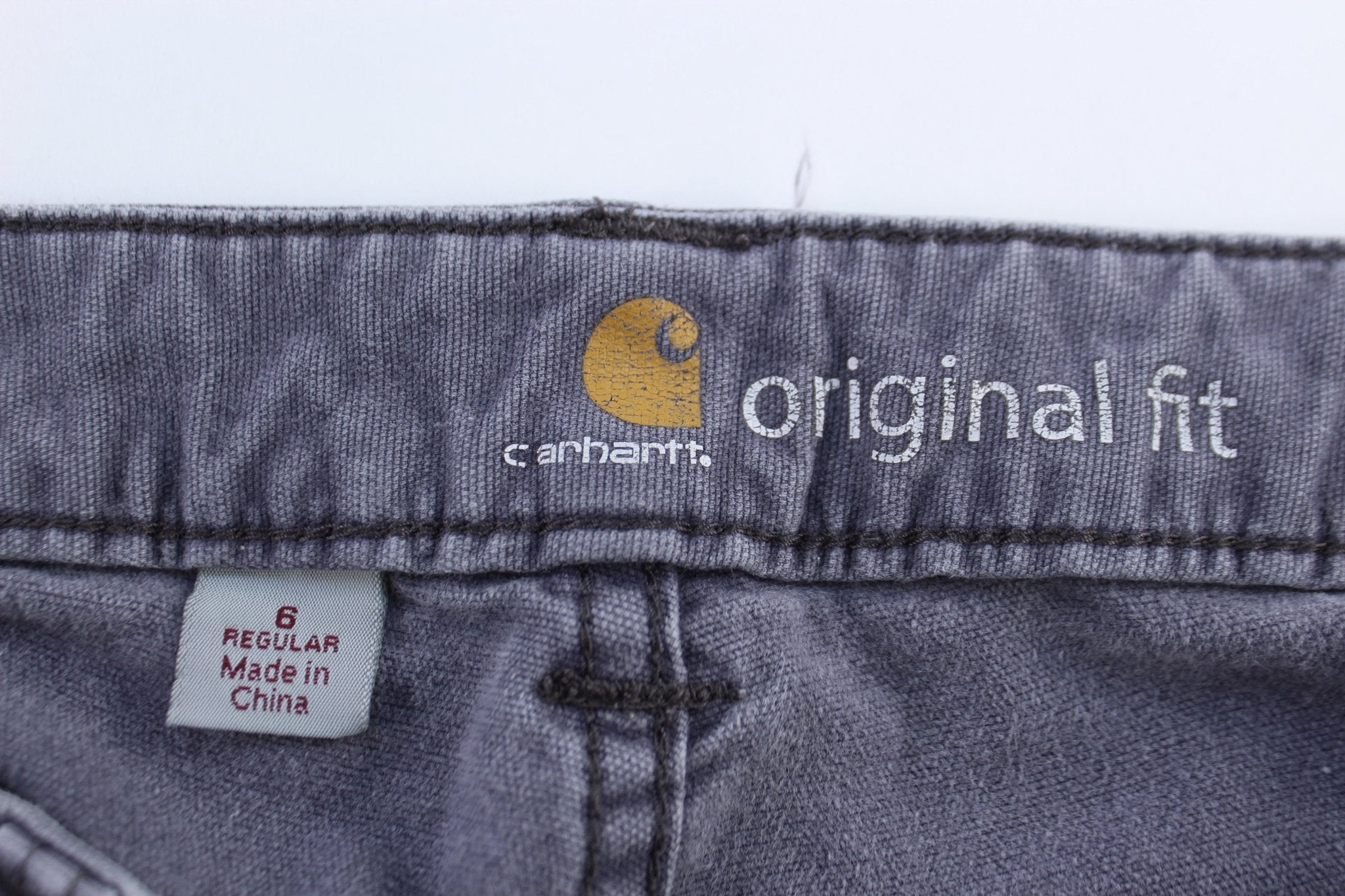 Carhartt Logo Patch Grey Original Fit Pants - Pants - Thrifted Threads