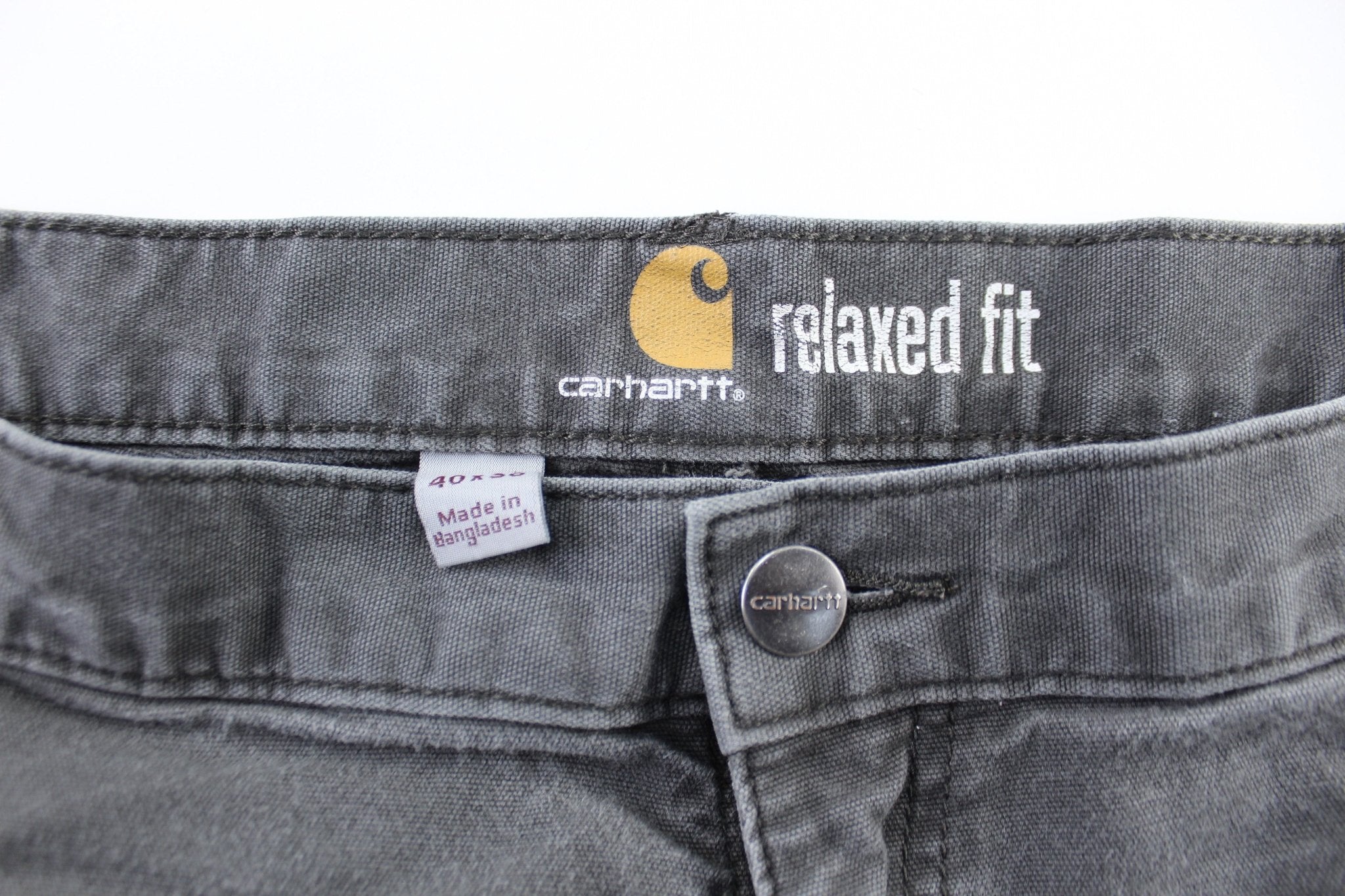 Carhartt Logo Patch Grey Pants - ThriftedThreads.com