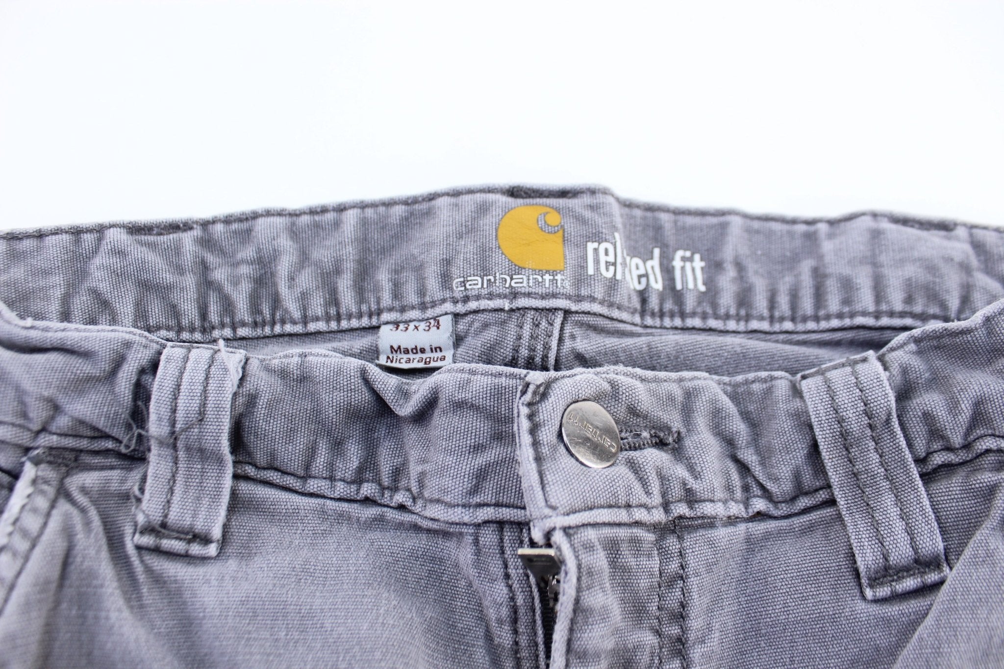 Carhartt Logo Patch Grey Pants - ThriftedThreads.com