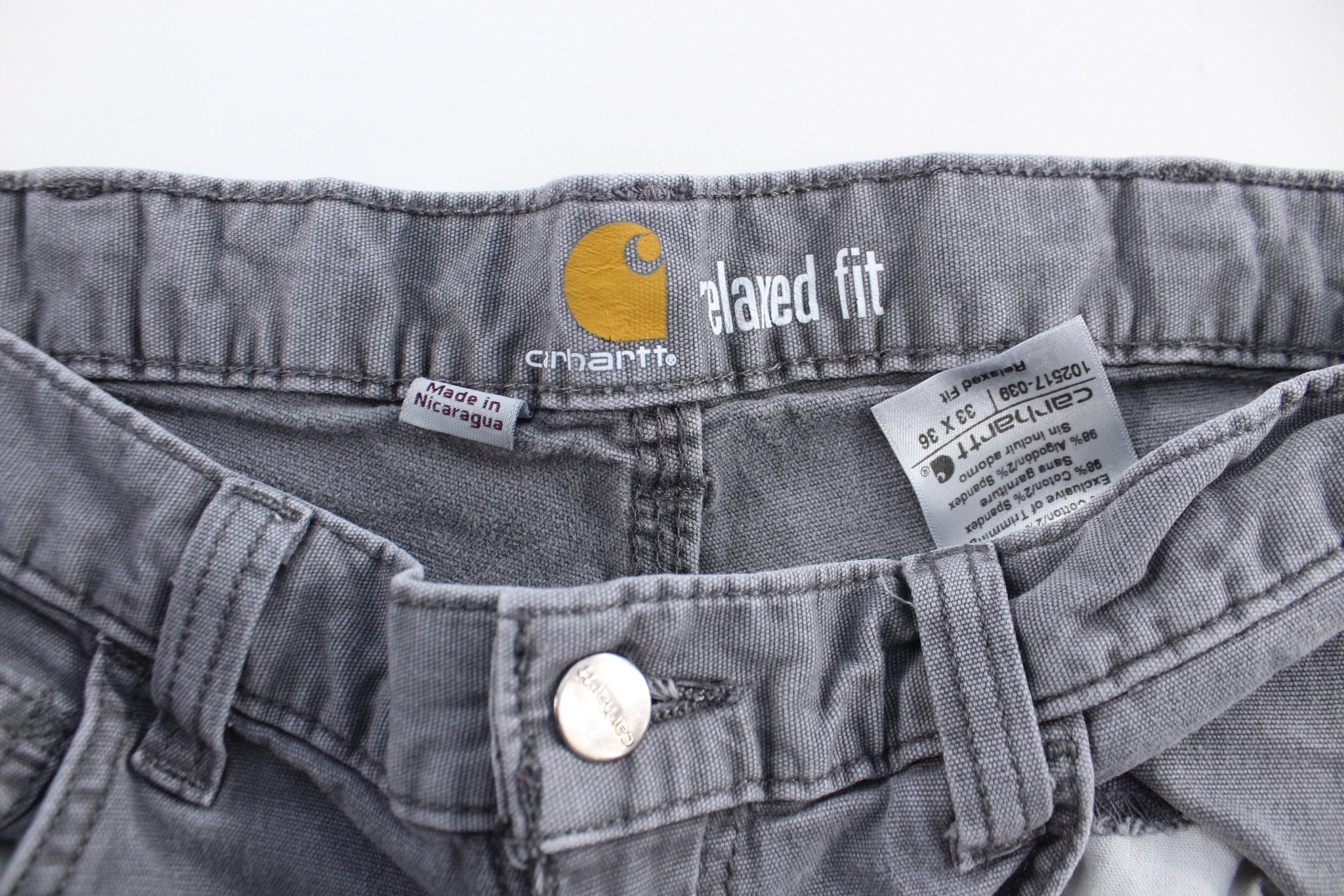 Carhartt Logo Patch Grey Pants - ThriftedThreads.com