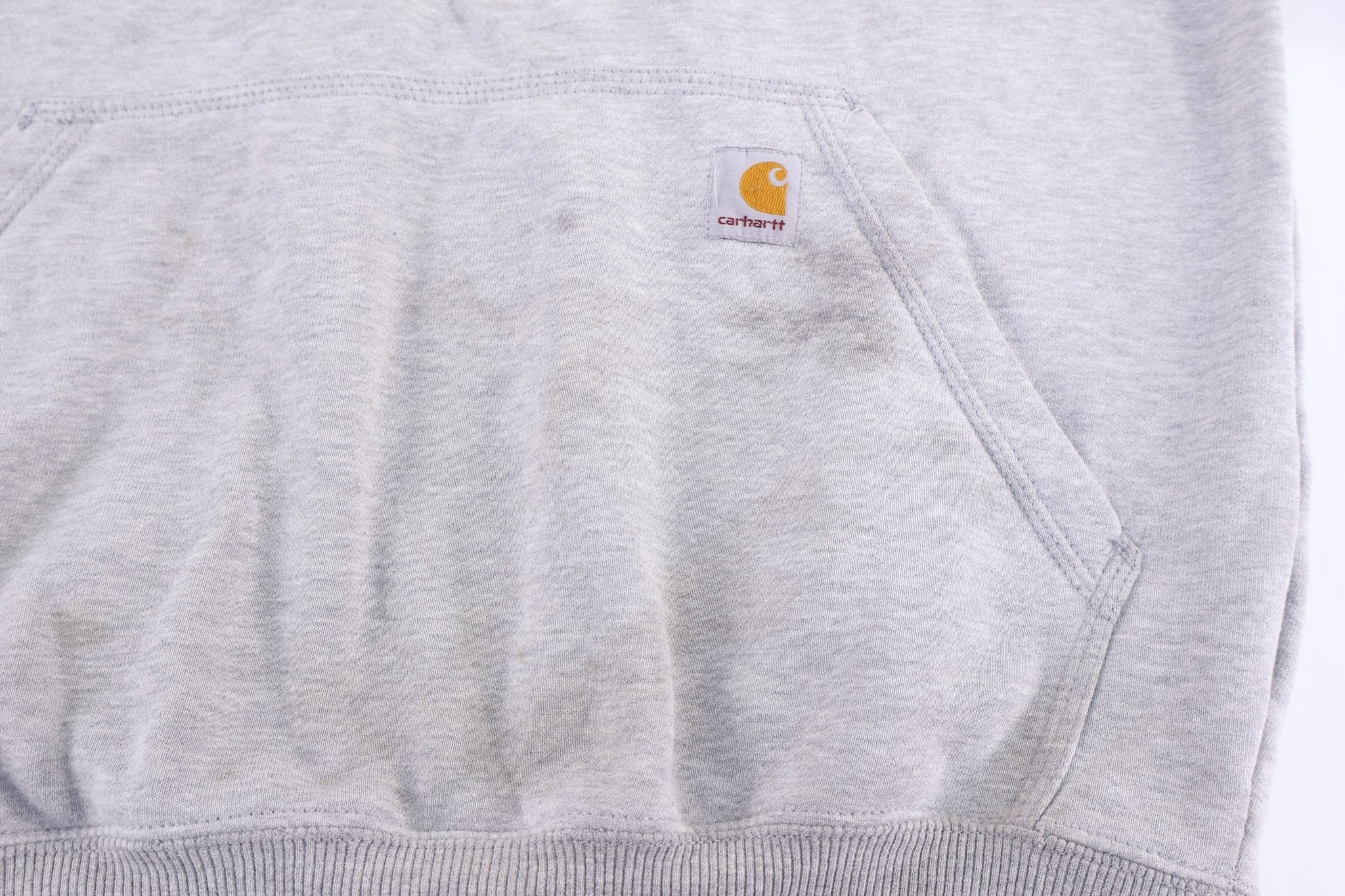 Carhartt Logo Patch Grey Pullover Hoodie - Sweatshirt - Thrifted Threads