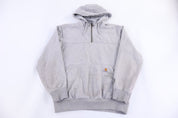 Carhartt Logo Patch Grey Pullover Hoodie - Sweatshirt - Thrifted Threads