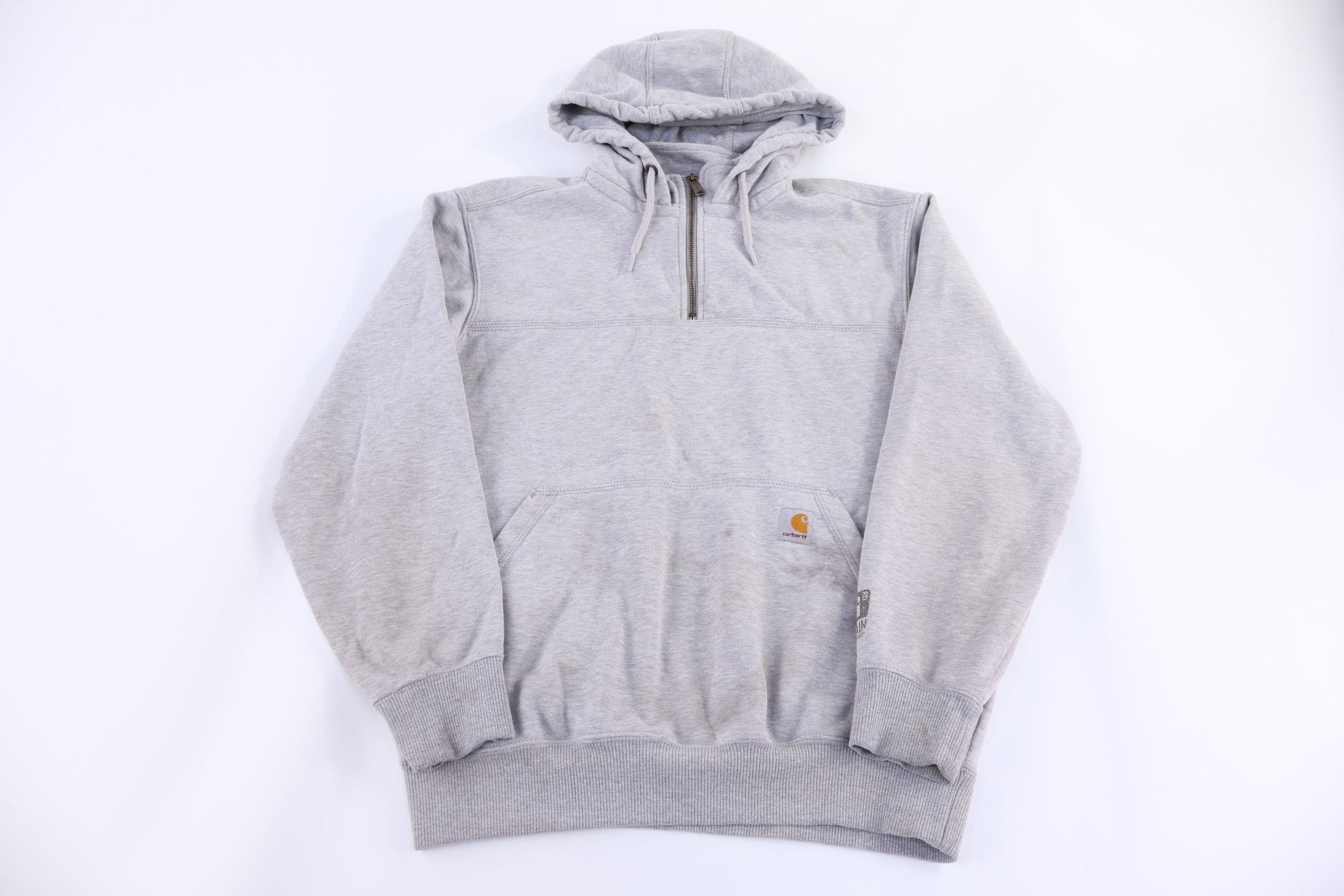 Carhartt Logo Patch Grey Pullover Hoodie - Sweatshirt - Thrifted Threads