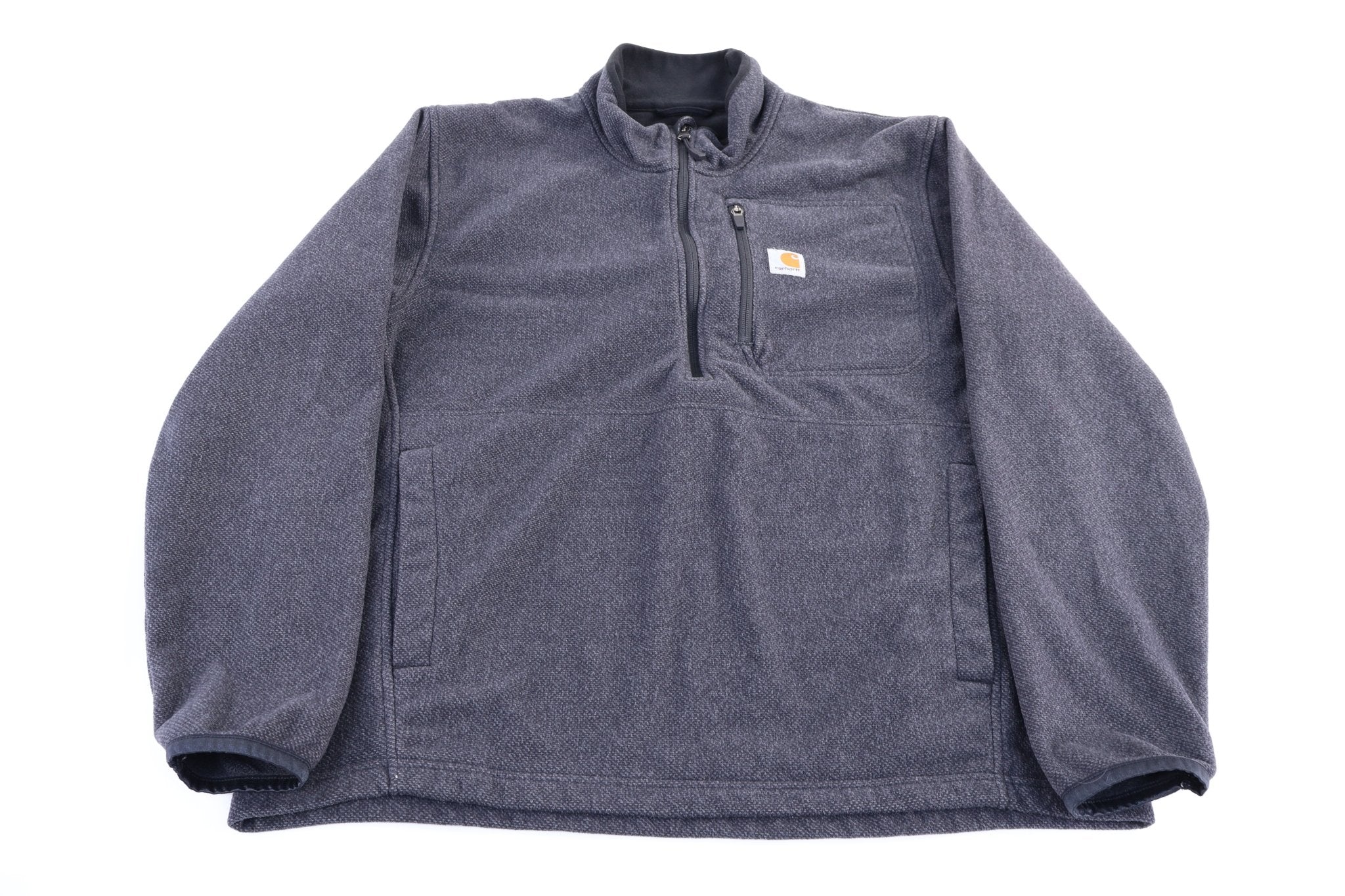 Carhartt Logo Patch Grey Quarter Zip Pullover - Sweater - Thrifted Threads