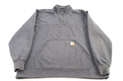 Carhartt Logo Patch Grey Quarter Zip Sweatshirt - Sweatshirt - Thrifted Threads