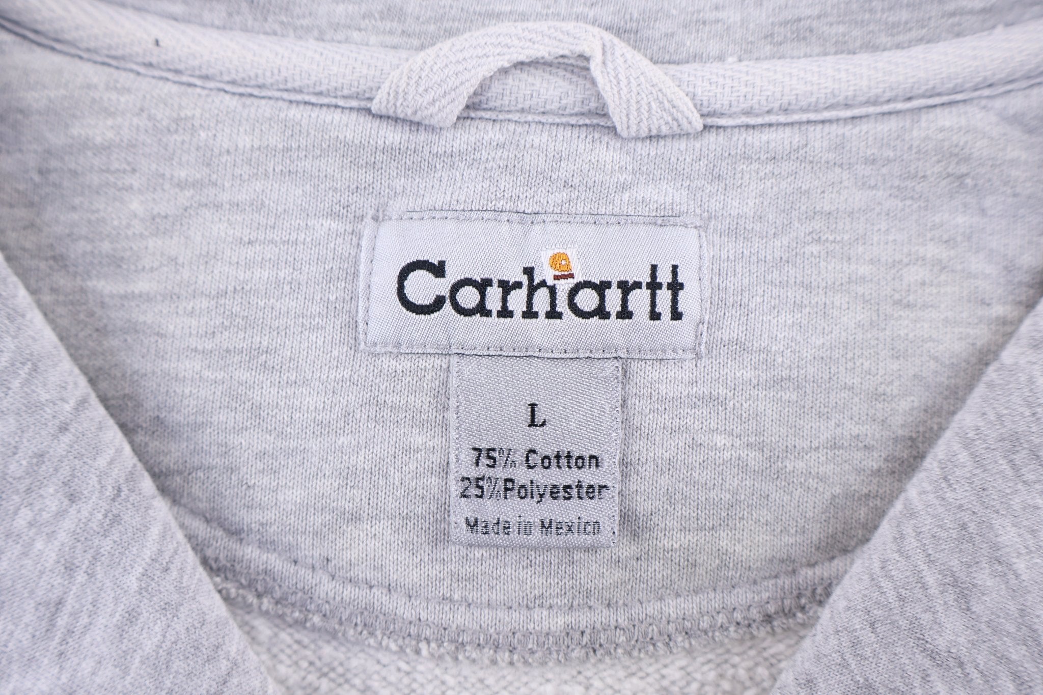 Carhartt Logo Patch Grey Quarter Zip Sweatshirt - Sweatshirt - Thrifted Threads