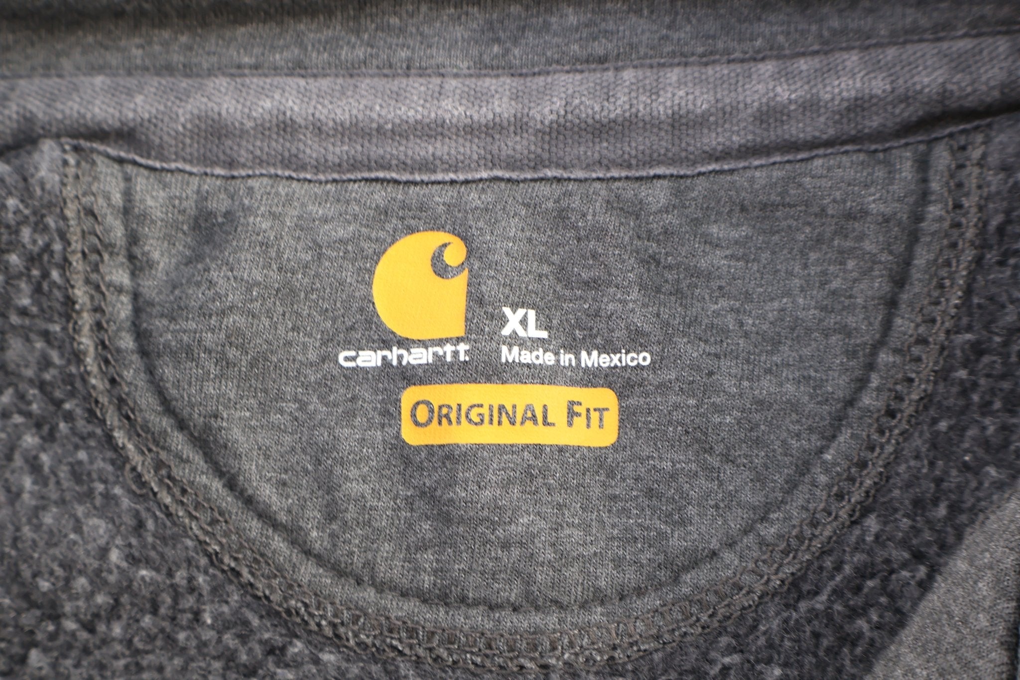 Carhartt Logo Patch Grey Quarter Zip Sweatshirt - Sweatshirt - Thrifted Threads