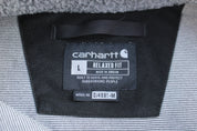 Carhartt Logo Patch Grey Relaxed Fit Fleece Pullover - ThriftedThreads.com