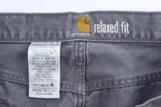 Carhartt Logo Patch Grey Relaxed Fit Pants - ThriftedThreads.com