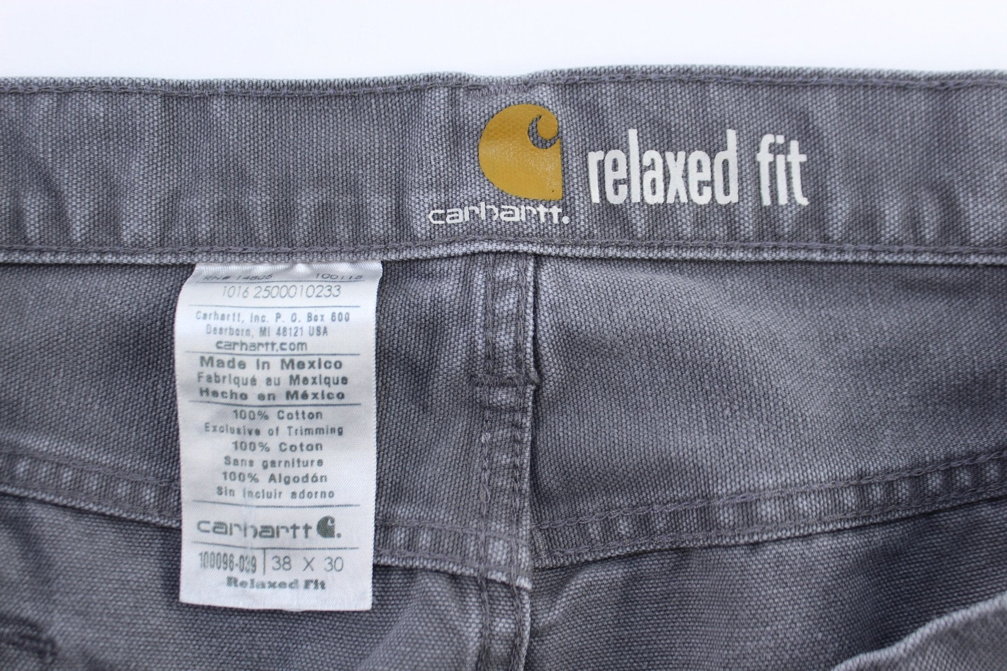Carhartt Logo Patch Grey Relaxed Fit Pants - ThriftedThreads.com
