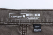 Carhartt Logo Patch Grey Relaxed Fit Pants - ThriftedThreads.com