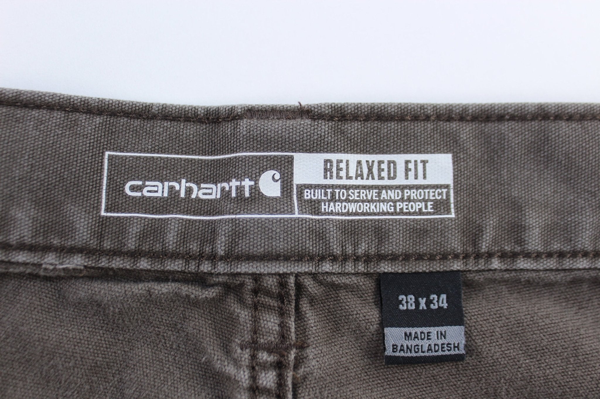 Carhartt Logo Patch Grey Relaxed Fit Pants - ThriftedThreads.com