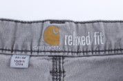 Carhartt Logo Patch Grey Relaxed Fit Pants - ThriftedThreads.com