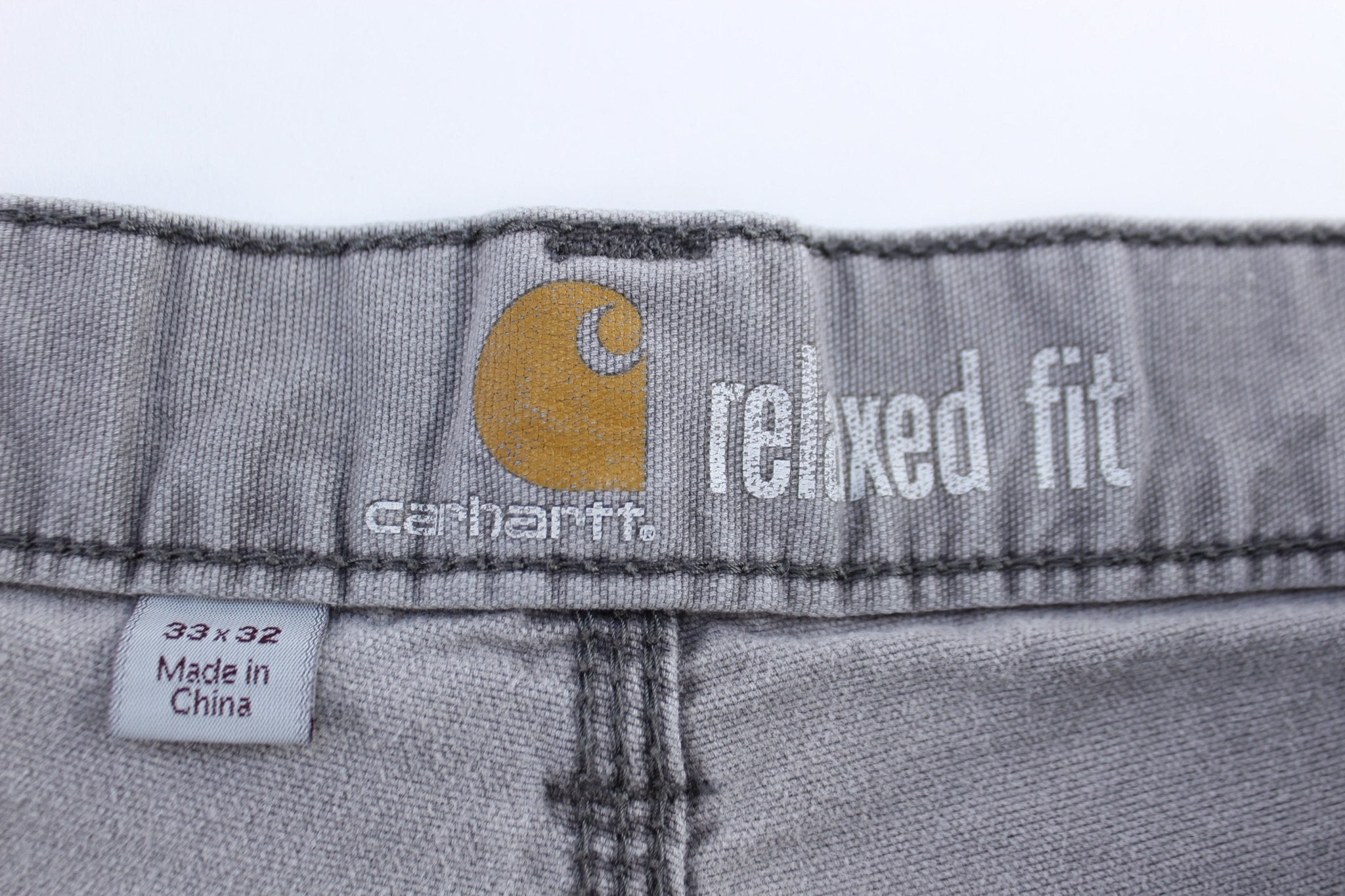 Carhartt Logo Patch Grey Relaxed Fit Pants - ThriftedThreads.com