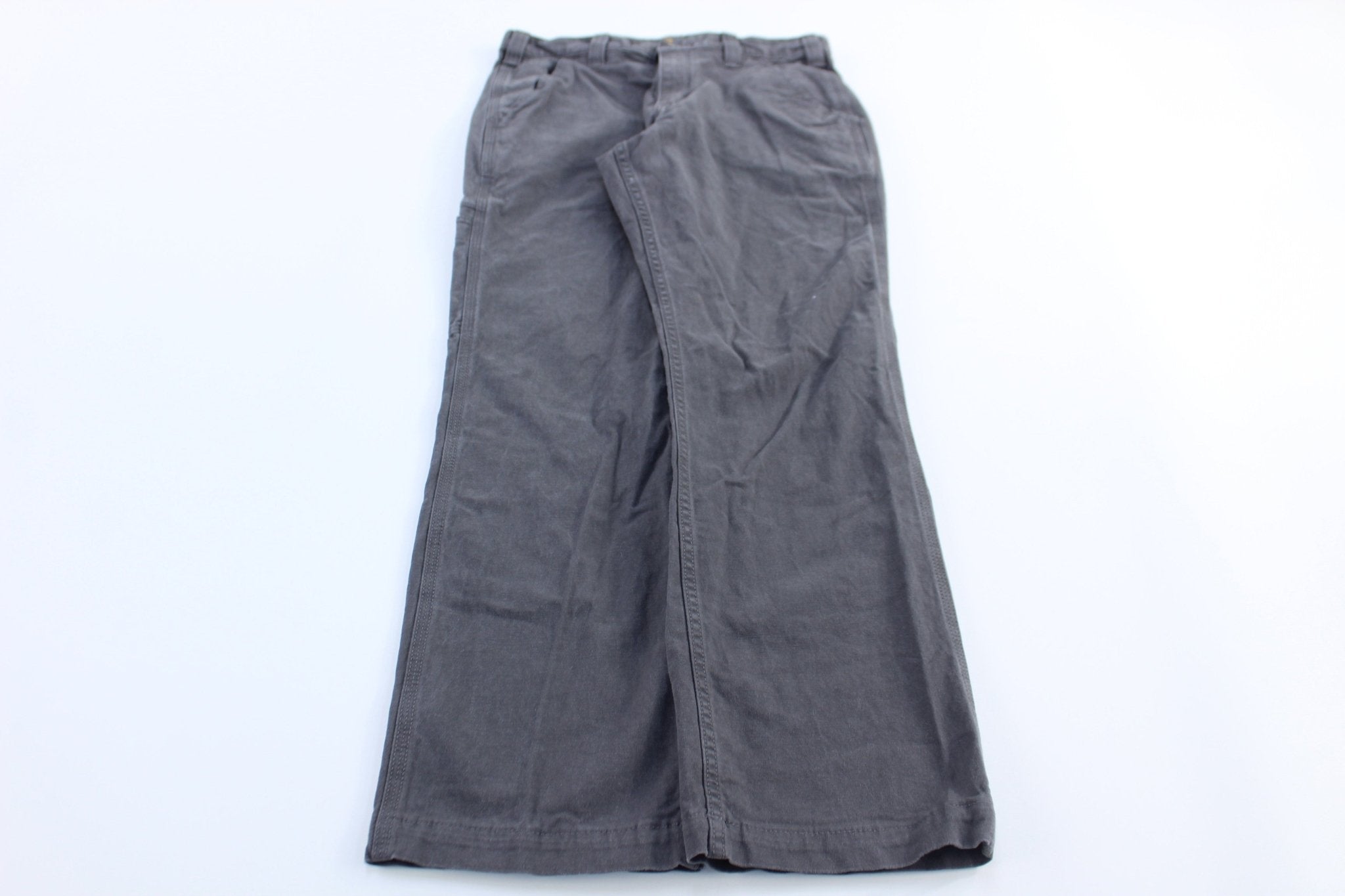 Carhartt Logo Patch Grey Relaxed Fit Pants - ThriftedThreads.com
